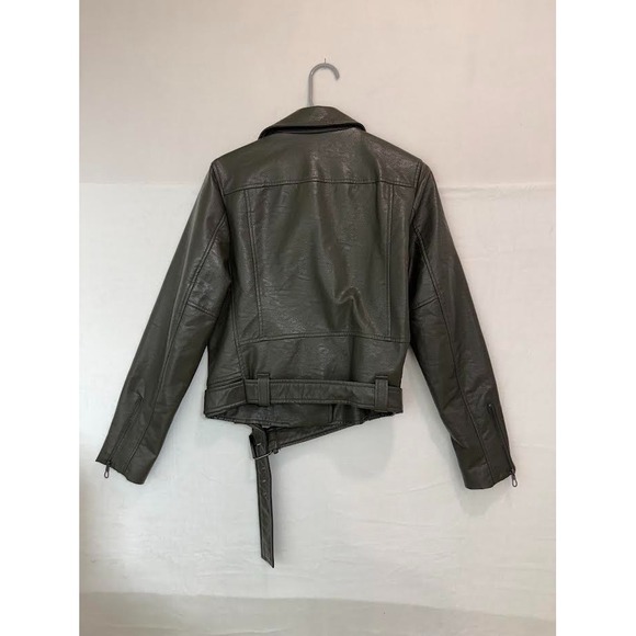 Tahari Olive Faux Leather Jacket - Picture 2 of 8